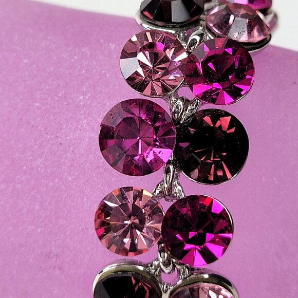 Purple and Pink Crystal Rhinestone STATEMENT Bracelet - Picture 3 of 8
